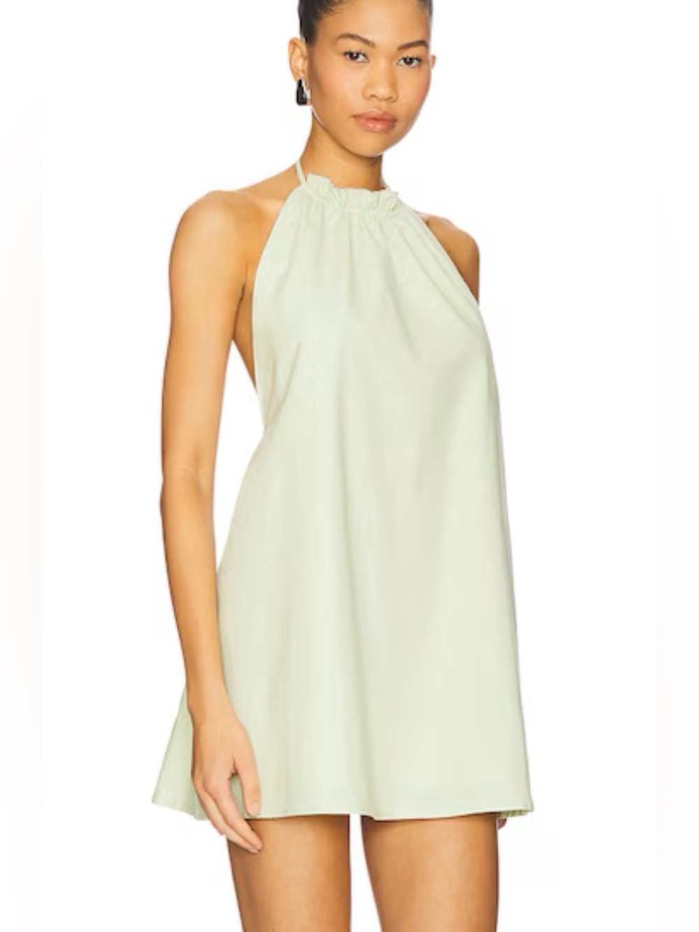 REVOLE X SNDYS - NEW WITH TAGS Halter Ruffle-Neck Mini Dress in Light Mint
